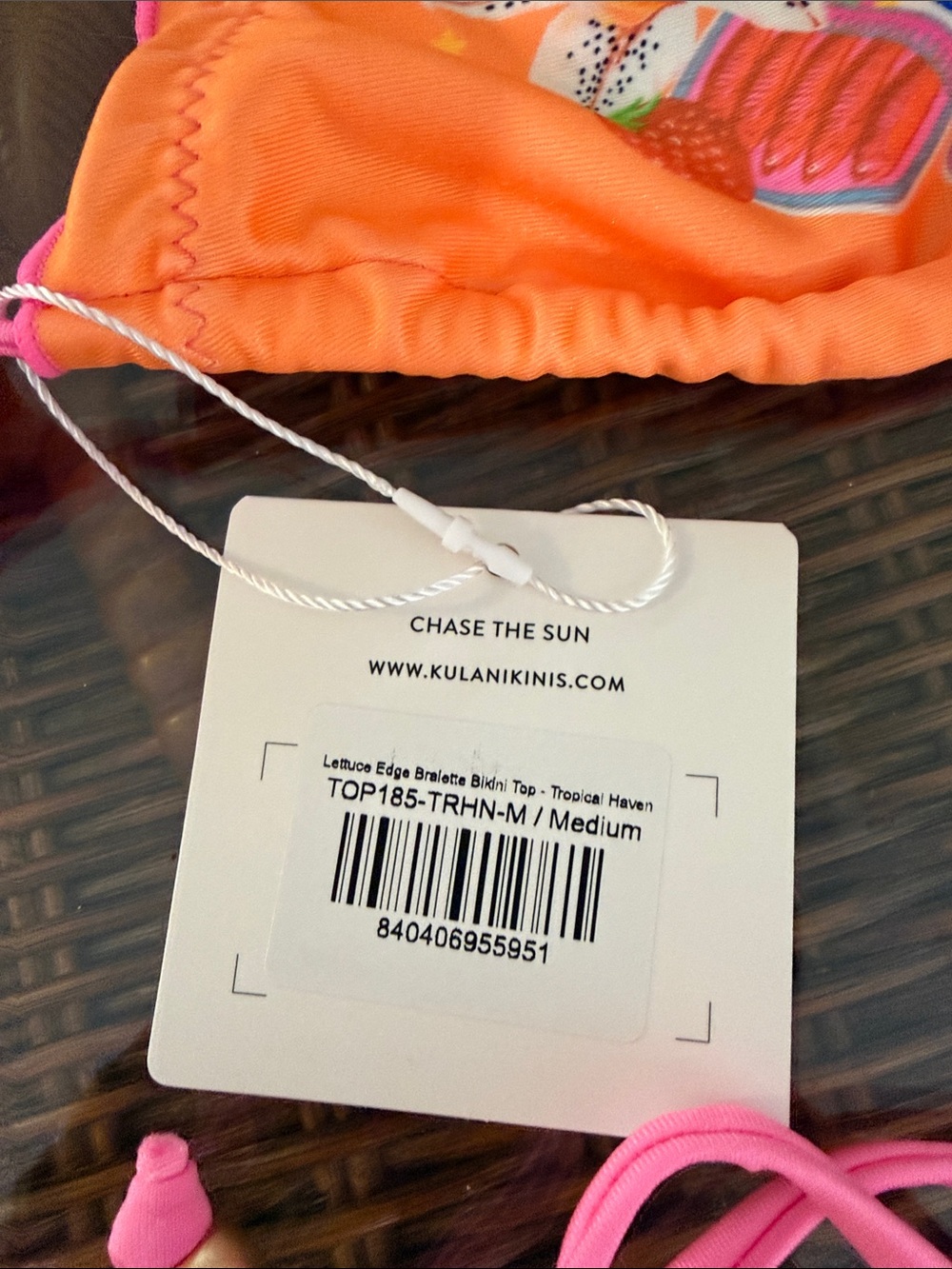 Kulani Kinis Pink & Orange Triangle Bikini Top - Picture 2 of 3